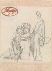 Figure debout avec deux enfants